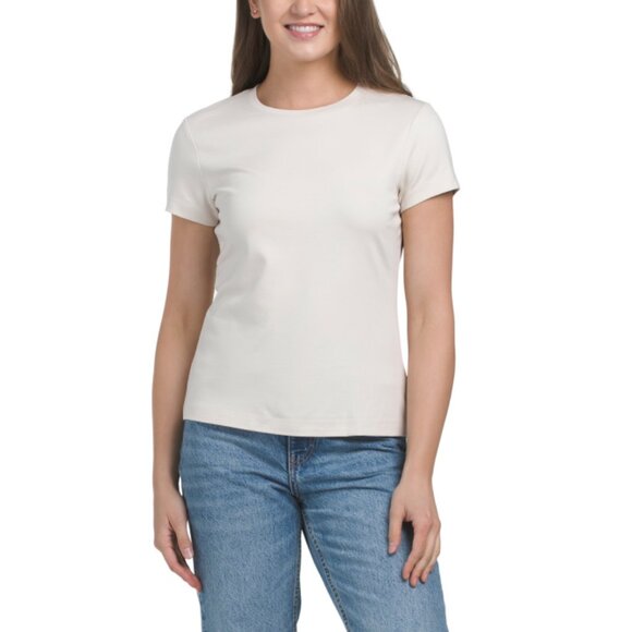 ADRIENNE VITTADINI Oat 2pk Short Sleeve Ponte Crew Neck Tops - Picture 2 of 2